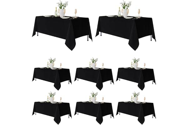 Fitable 8 Pack Rectangle Tablecloths: Stain Resistant Wrinkle Free Circle Table Clothes, Washable Reusable Polyester Table Covers for Wedding Party Birthday Banquet Reception(Black, 60x102 Inch)
