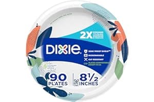Dixie Medium Paper Plates, 8.5 Inch, 90 Count, 2X Stronger*, Microwave-Safe, Soak-Proof, Cut Resistant, Disposable Plates For Everyday Breakfast, Lunch, & Dinner Meals