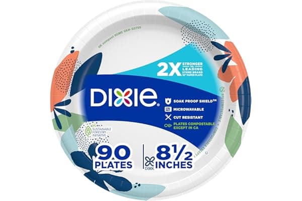 Perfect Gift Idea: Dixie Medium Paper Plates, 8.5 Inch, 90 Count, 2X Stronger*, Microwave-Safe, Soak-Proof, Cut Resistant, Disposable Plates For Everyday Breakfast, Lunch, & Dinner Meals