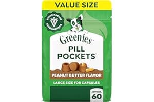 Greenies Pill Pockets for Dogs Large Size, Dog Treat Pouch for Capsule Medication, Peanut Butter Flavor, 15.8 oz. Pouch