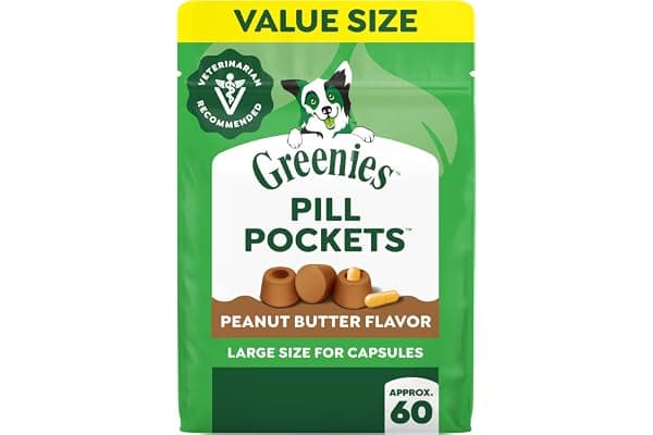 Greenies Pill Pockets Large Size Dog Treats, Peanut Butter, 15.8 oz | Vet-recommended, masks pill smell & taste, moldable texture, capsule size, natural ingredients, no fillers, 15.8 oz. pouch