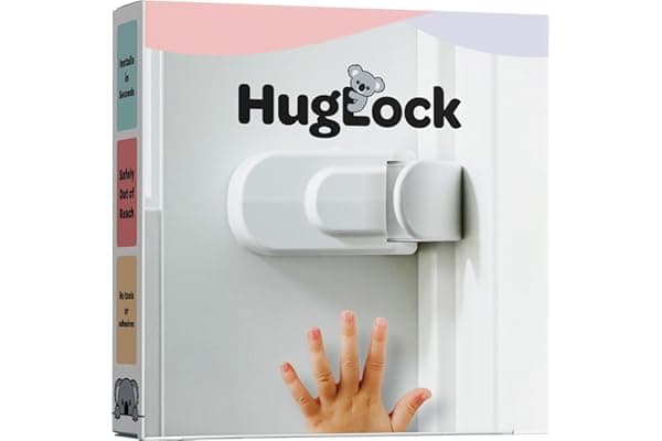 Huglock - The Snap-On Door Lock Kids Can't Reach or Defeat - No Tools or Adhesives Required - Works With Door Knob, Lever or Handle - Childproof Safety Locks are Toddler, Baby and Child Proof (1 Pack)
