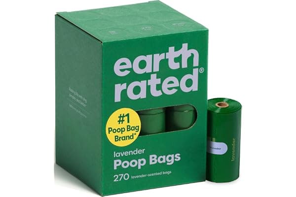 Earth Rated Dog Poop Bags on Refill Rolls, 270 Bags, Lavender | Guaranteed Leak Proof and Extra Thick Waste Bag Refill Rolls