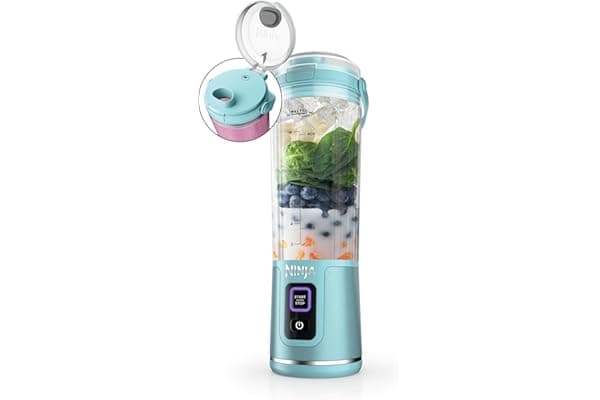 Ninja Blast Portable Blender, Cordless, 18oz. Vessel, Personal Blender For-Shakes and Smoothies, BPA Free, Leakproof-Lid and Sip Spout, USB-C Rechargeable, Dishwasher Safe Parts, Tinted Aqua, BC151AQ