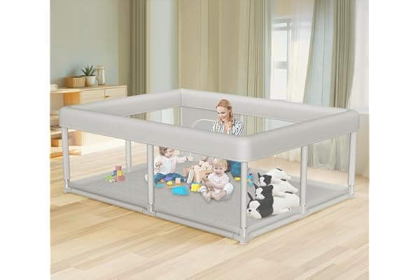 Hiaksedt Large Baby Playpen 65x50 Inch, PlayPen for Babies and Toddlers, Sturdy Safety Play Yard for Indoor & Outdoor with Zipper Gates, Anti-Fall