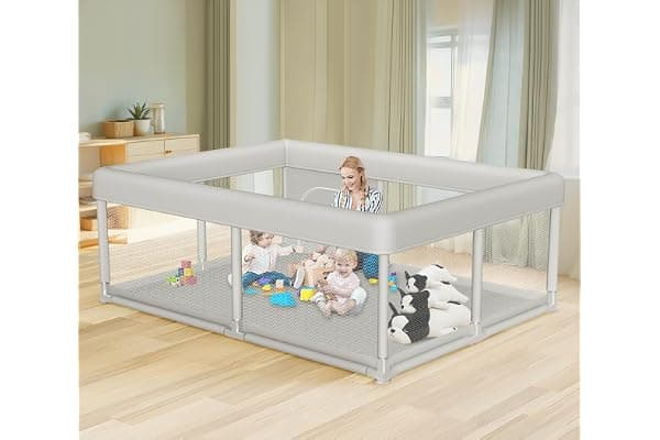 Hiaksedt Large Baby Playpen 65x50 Inch, PlayPen for Babies and Toddlers, Sturdy Safety Play Yard for Indoor & Outdoor with Zipper Gates, Anti-Fall