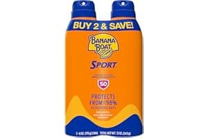 Banana Boat Sport Ultra SPF 50 Sunscreen Spray | Banana Boat Sunscreen Spray SPF 50, Water Resistant, Oxybenzone Free, Sunblock, 6oz each Twin Pack
