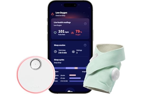 Owlet Dream Sock Smart Wearable Baby Monitor Tracks Heart Rate & Oxygen in Real Time Parents Receive Alerts, Sleep Insights & More via App - Mint
