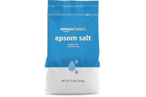 Amazon Basics Epsom Salt Soak, Unscented, Magnesium Sulfate USP, Muscle and Feet Relaxation, Resealable Bag, 3 Pound