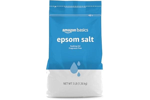Amazon Basics Epsom Salt Soak, Unscented, Magnesium Sulfate USP, Muscle and Feet Relaxation, Resealable Bag, 3 Pound