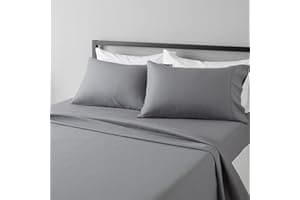 Best Amazon Buy Under: Amazon Basics Lightweight Super Soft, Wrinkle-Free, Breathable Luxury Microfiber 4 Piece Bed Sheet Set with 14-Inch Deep Pockets, Full, Dark Gray, Solid