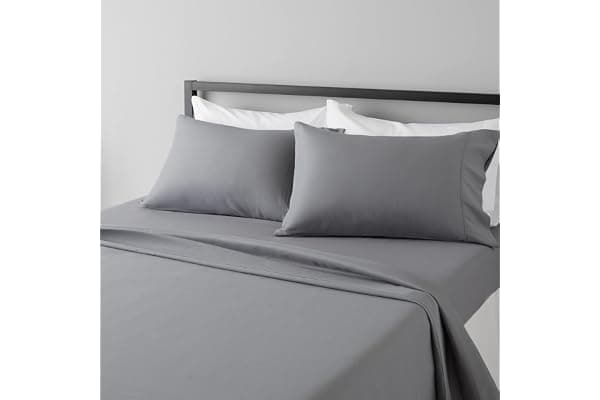 Amazon Basics Lightweight Super Soft, Wrinkle-Free, Breathable Luxury Microfiber 4 Piece Bed Sheet Set with 14-Inch Deep Pockets, Full, Dark Gray, Solid