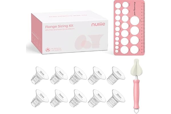 Nuliie 3-in-1 Flange Sizing Kit 12/14/16/18/20mm for 24mm Flange/Shield of Most Pumps, 10PCS Silicone Flange Inserts to Boost Pumping Efficiency & Comfort, BPA-Free Pump Essential for Moms