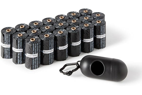 Amazon Basics Dog Poop Leak Proof Bags with Dispenser and Leash Clip, Unscented, 13" x 9" Large Size, 300 Count