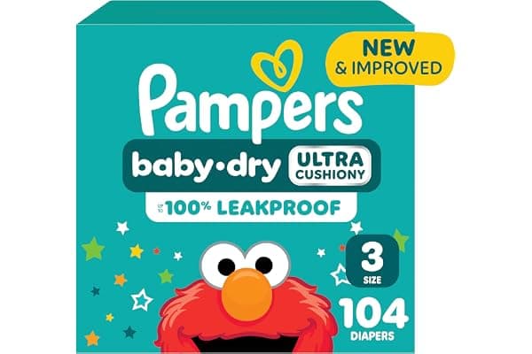 Pampers Diapers - Baby Dry - Size 3, 104 Count, Absorbent Disposable Infant Diaper (Packaging May Vary)