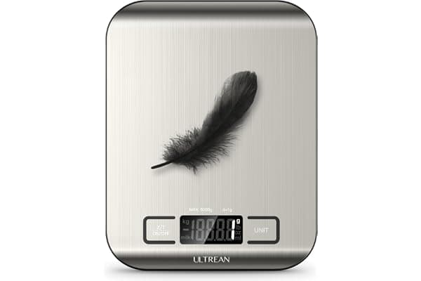 Ultrean Food Scale, Digital Kitchen Scale with LCD Display, Weight Grams and Ounces for Baking Cooking and Meal Prep, 6 Units with Tare Function, 304 Stainless Steel, 11lb (Batteries Included)