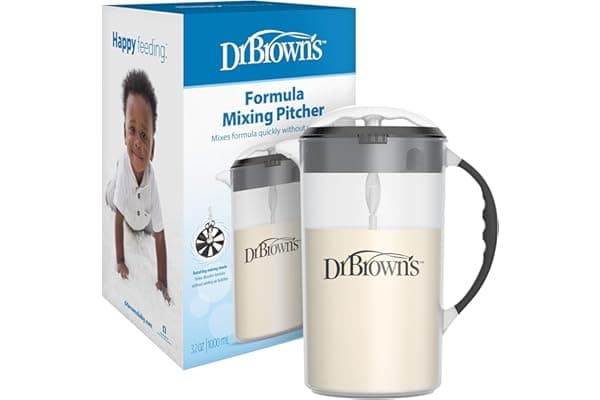 Dr. Brown's Baby Formula Mixing Pitcher with Adjustable Stopper, Locking Lid & No Drip Spout, Black, BPA Free, 36oz, 1 Pack