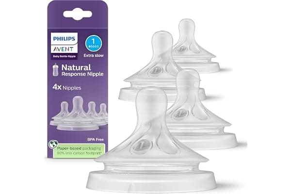 Philips Avent Natural Response Nipples, Extra Slow Flow (Flow 1), 4-Pack, SCY961/44