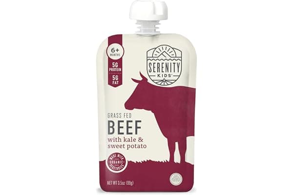 Serenity Kids Baby Food Pouch Puree - Organic Baby Food Pouches with Veggie & Beef Blend - No Added Sugar Savory Toddler Snacks - On-the-Go Toddler Pouches - 3.5 oz, Pack of 1