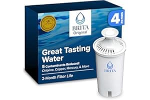 Brita Standard Water Filter for Pitchers and Dispensers, BPA-Free, Reduces Copper, Cadmium and Mercury Impurities, Lasts Two Months or 40 Gallons, Includes 4 Filters for Pitchers