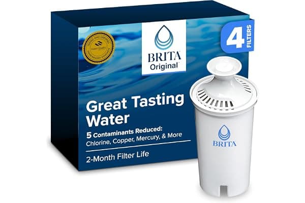 Brita Standard Pitcher and Dispenser Replacement Water Filters, White, 4 | WQA and NSF/ANSI Certified, Reduces Chlorine, Copper, Mercury & Cadmium, Lasts 2 Months, Household Essential