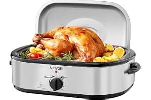 VEVOR Roaster Oven, 14QT Fast-Cooking Turkey Roaster, 150-450℉ Adjustable Temperature Electric Roasting Pan with Self-Basting Lid, Roasting Lift-Out Rack, Defrost & Warm Function, Fits 18lb Turkey