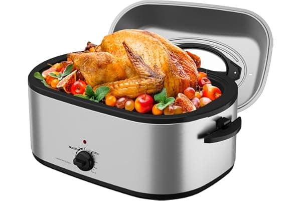 Price Drop: SUNVIVIPRO Roaster Oven 28 Quart, Electric Turkey Roaster with Self-Basting Lid, Removable Pan & Rack, Variable Temp Control, Stainless Steel Silver