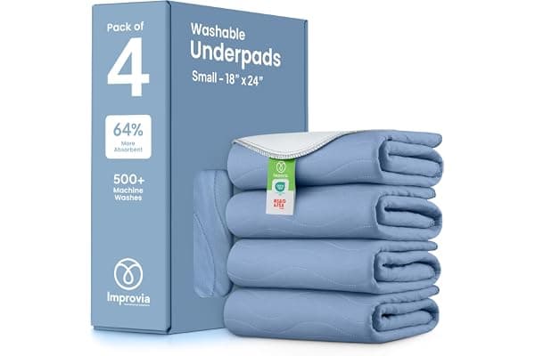 IMPROVIA® Washable Underpads, Heavy Absorbency Reusable Incontinence Pads for Kids, Adults, Elderly, and Pets, Waterproof Protection Floor (Blue, 18"x24" (Pack of 4))