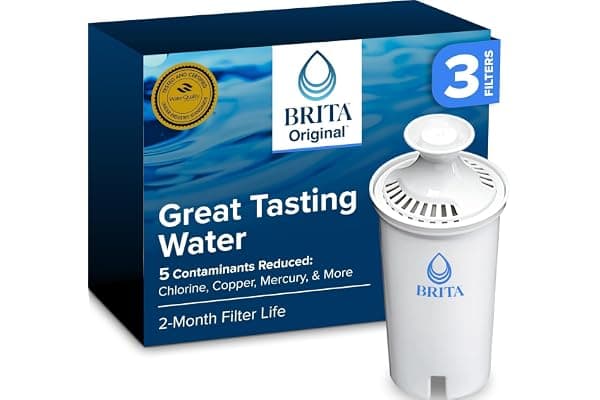 Brita Original Replacement Water Filter, Pitchers and Dispensers, 3 Pack | WQA and NSF/ANSI Certified, Reduces Chlorine, Copper, Mercury & Cadmium, Lasts 2 Months, Household Essential