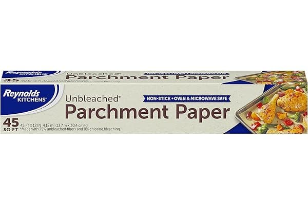 Reynolds Kitchens Unbleached Parchment Paper Roll, 45sq ft | Chlorine-Free, Nonstick Baking Parchment Paper, Microwave and Oven Safe To 425F, Fits Standard Baking Sheets, 12 in x 45 ft
