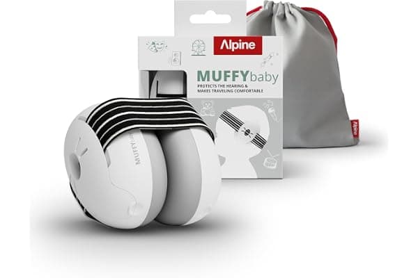 Alpine Muffy Baby Ear Protection for Babies and Toddlers up to 36 Months - CE & ANSI Certified - Noise Reduction Earmuffs - Comfortable Baby Headphones Against Hearing Damage & Improves Sleep - Black
