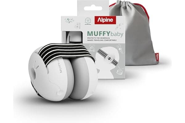Alpine Muffy Baby Ear Protection for Babies and Toddlers up to 36 Months - CE & ANSI Certified - Noise Reduction Earmuffs - Comfortable Baby Headphones Against Hearing Damage & Improves Sleep - Black