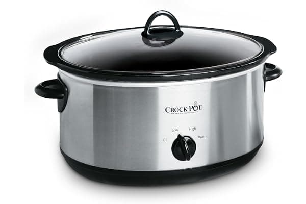 Crock-Pot 7-Quart Manual Slow Cooker, Family Size Serves 8+ People & Fits 6-lb Roast, Removable Stoneware with Warming Setting, Dishwasher Safe for Easy Cleanup, Stainless Steel