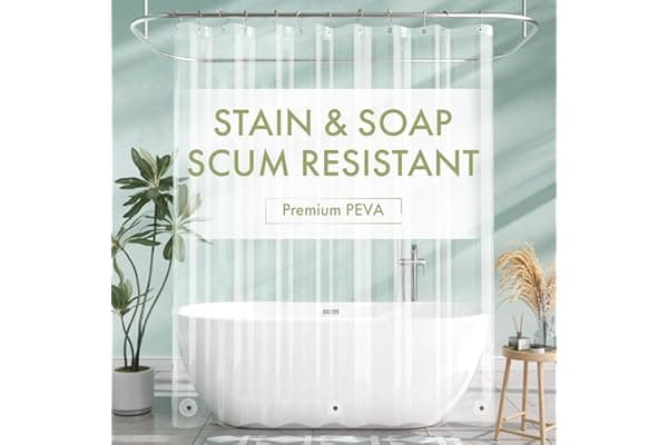 AmazerBath Shower Curtain Liner, 72x72 Clear Shower Curtain Liner, Waterproof Plastic Shower Liner, Cute Lightweight PEVA Shower Curtain for Bathroom with 3 Magnets and 12 Rustproof Metal Grommets