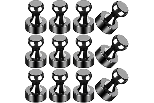 LOVIMAG Fridge Magnets 12Pcs Refrigerator Whiteboard Small Strong Magnet Classroom Kitchen Accessories Decorative Locker Set Decor Must Haves Office Calendar Refrigerador Magnetic Cute Crafts Black