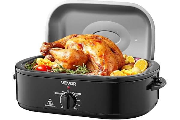 VEVOR Roaster Oven, 18QT Fast-Cooking Turkey Roaster, 150-450℉ Adjustable Temperature Turkey Oven with Self-Basting Lid, Removable Pan and Rack, Defrost & Warm Function, Electric Roasting Pan for Home