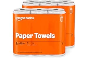 Amazon Basics 2-Ply Flex-Sheets Paper Towels, 12 Basics Rolls = 40 Regular Rolls, Everyday Value with 150 Sheets per Roll, Packaging May Vary