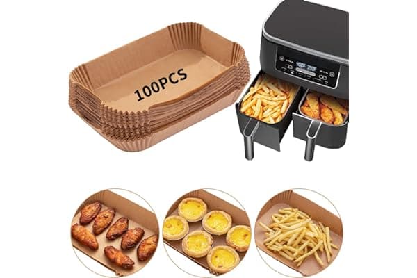 Ecfvtp Air Fryer Disposable Paper Liner, 100PCS Food Grade Parchment Liners for Ninja DZ201, Thicken Air Fryer Accessories Baking Paper (9 * 6, Natural)
