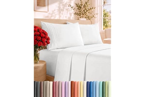 Queen Size 4 Piece Sheet Set - Comfy Breathable & Cooling Sheets - White | Hotel Luxury Bed Sheets for Women & Men, Deep Pockets, Easy-Fit, Extra Soft and Wrinkle Free Sheets, Oeko-Tex Bed Sheet Set