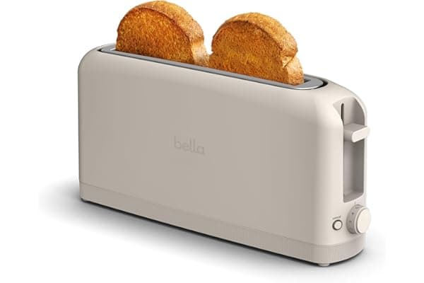 bella Fits-Anywhere™ Slim Toaster, 2 Slice Extra Long & Wide Slot, Oatmilk