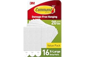 Command 20 lb X-Large Picture Hanging Strips, 16 Pairs White Command Strips Heavy Duty Picture Hanger