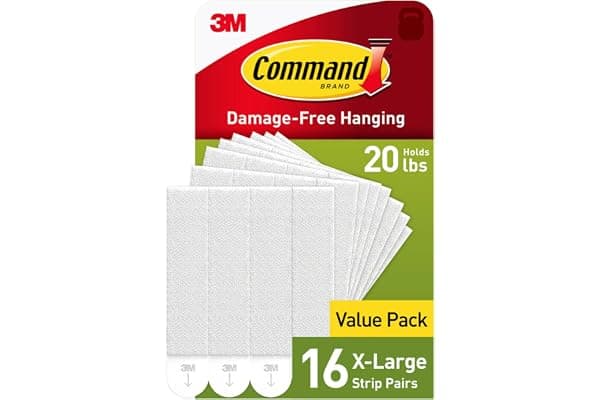 Command 20 lb X-Large Picture Hanging Strips, 16 Pairs White Command Strips Heavy Duty Picture Hanger
