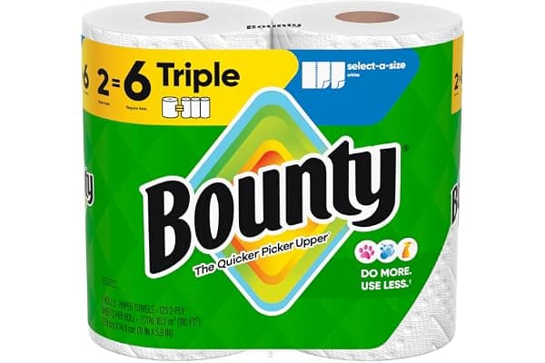Bounty Select-A-Size Paper Towels, White, 2 Triple Rolls = 6 Regular Rolls
