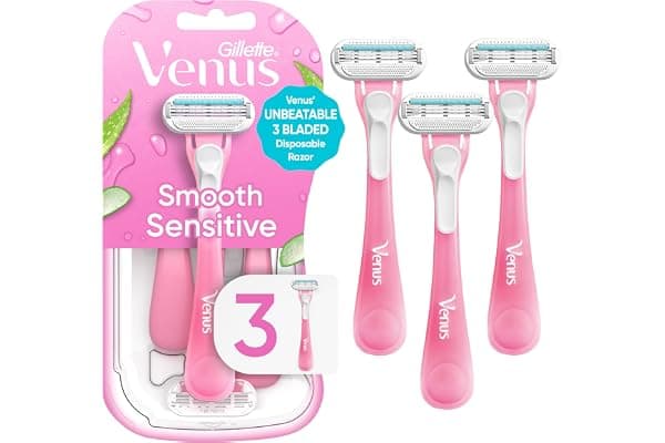 Gillette Venus Sensitive Women's Disposable Razors - Single Package of 3 Razors