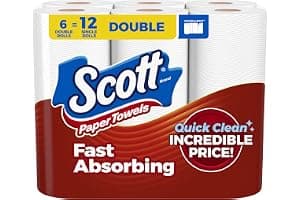 Scott Paper Towels, Choose-A-Sheet, 6 Double Rolls = 12 Regular Rolls (108 Sheets Per Roll)