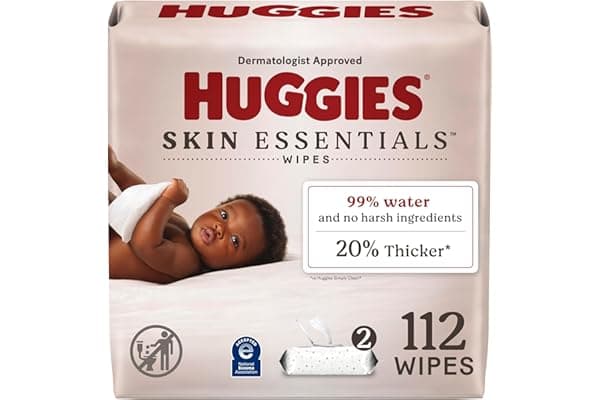 Huggies Skin Essentials Baby Wipes, Hypoallergenic, 99% Water, 2 Flip Top Packs (112 Wipes Total)