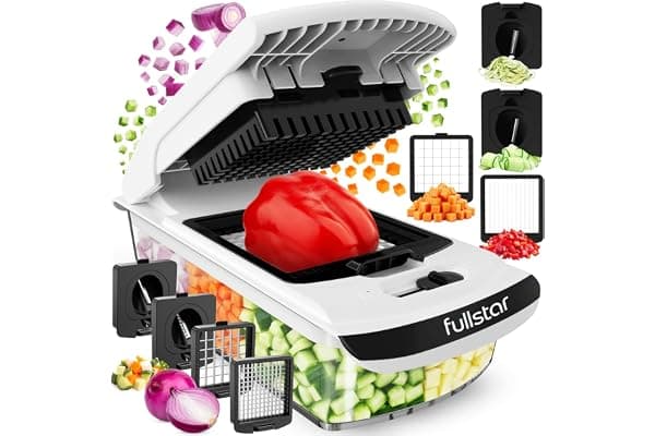 Fullstar Pro Original Vegetable Chopper - Chopper and Spiralizer - Food Chopper with Container, Fruit Cutter, Onion Dicer - All-in-One Prep Tool - Kitchen Gadgets and Gifts (4 in 1, White)