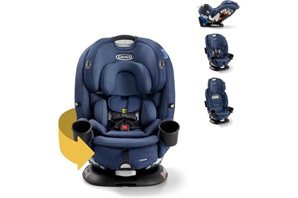 Graco Turn2Me 3-in-1 Rotating Convertible Car Seat, Brighton, Rear-Facing Rotation Only, Forward-Facing Mode, Highback Booster Up to 100 lbs, Adjustable Headrest & Harness, Steel Reinforced Frame