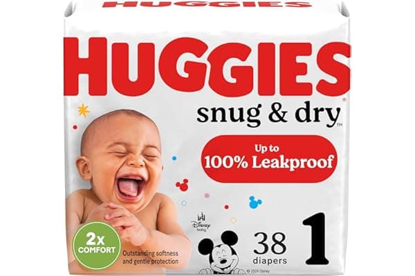 Huggies Size 1 Diapers, Snug & Dry Newborn Diapers, Size 1 (8-14 lbs), 38 Count, Packaging May Vary