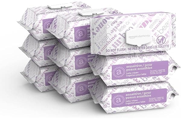 Amazon Elements Baby Wipes, Sensitive, 810 Count Flip-Top Packs